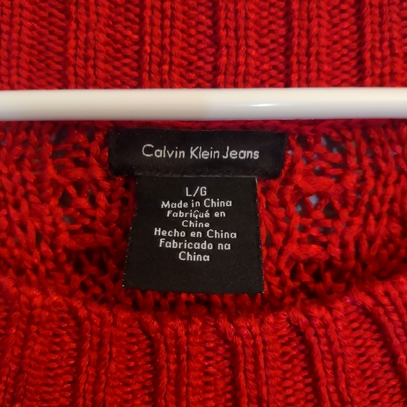 Calvin Klein Jeans Red Chunky Cable Knit Sweater - Picture 7 of 12